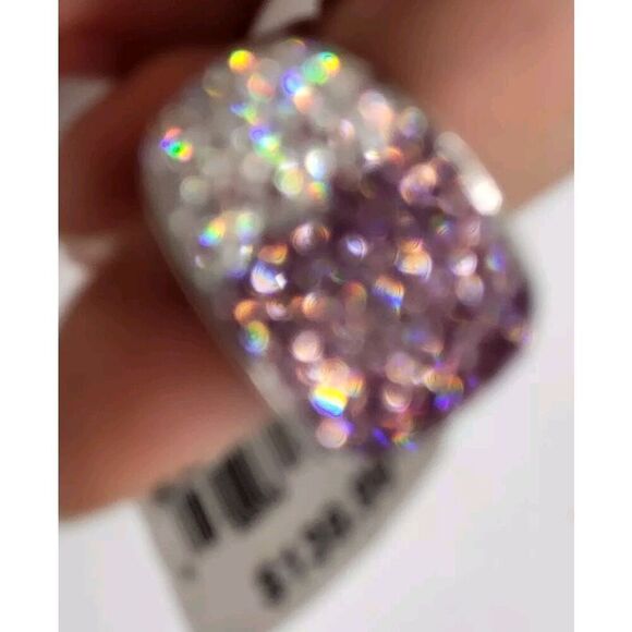 New With Tags Stainless Steel Purple Ombre Swarovski Crystal Dome Ring Sz 8 $139 - Picture 1 of 10
